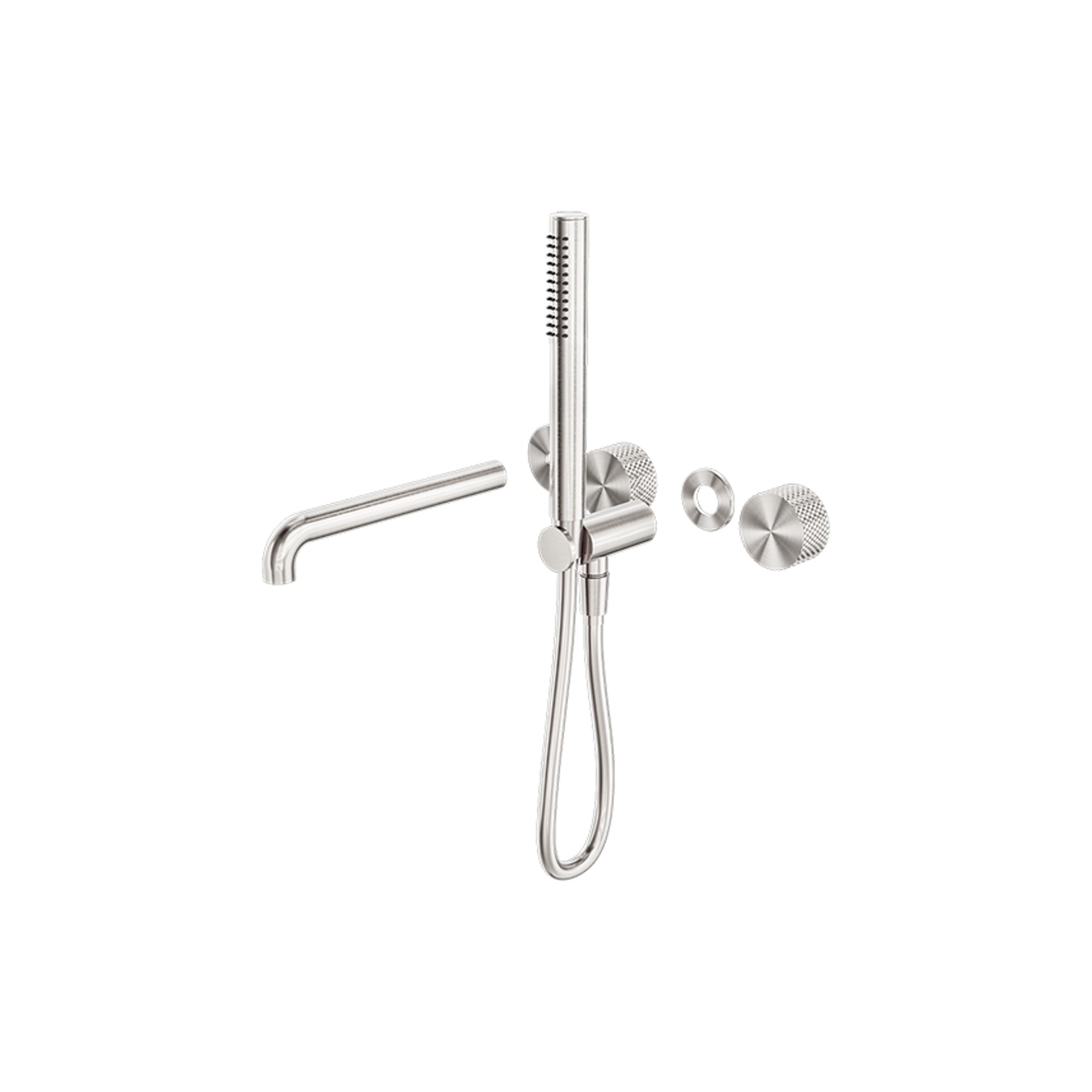 Opal Shower System Separate Plate With Spout 230mm Kit Brushed Nickel gallery detail image
