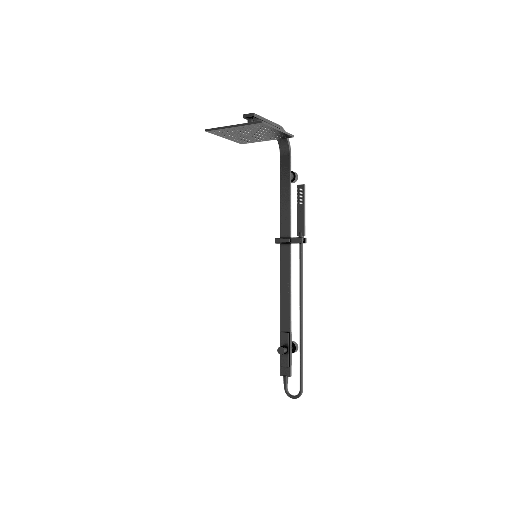 Astra Rain Square Twin Shower Single Hose Matte Black gallery detail image