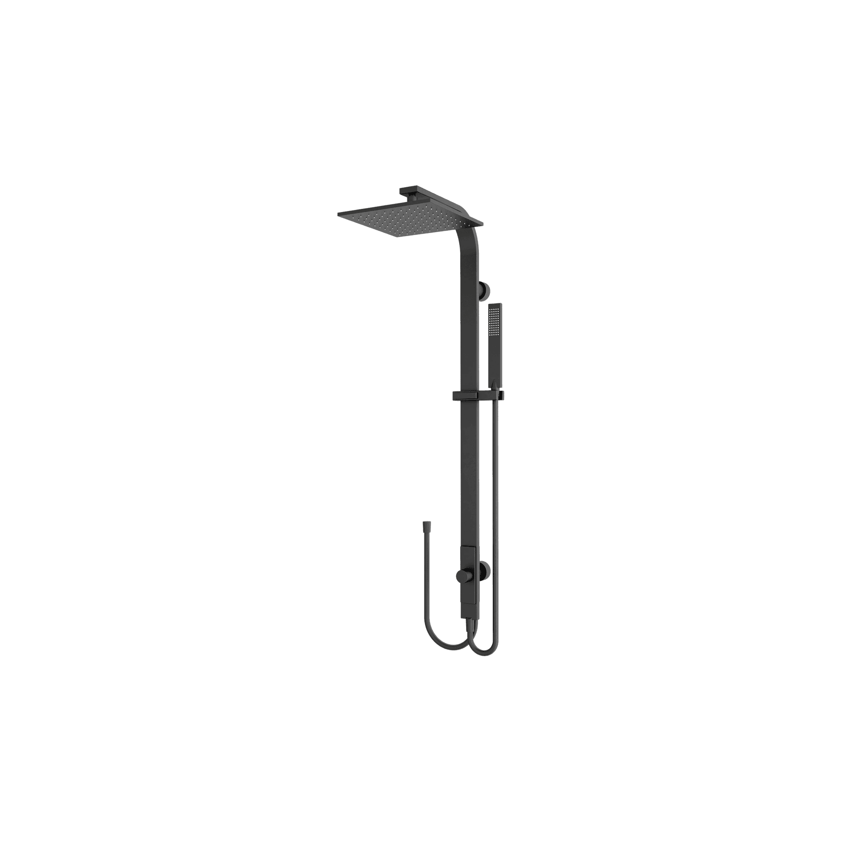 Astra Rain Square Twin Shower Double Hose Matte Black gallery detail image
