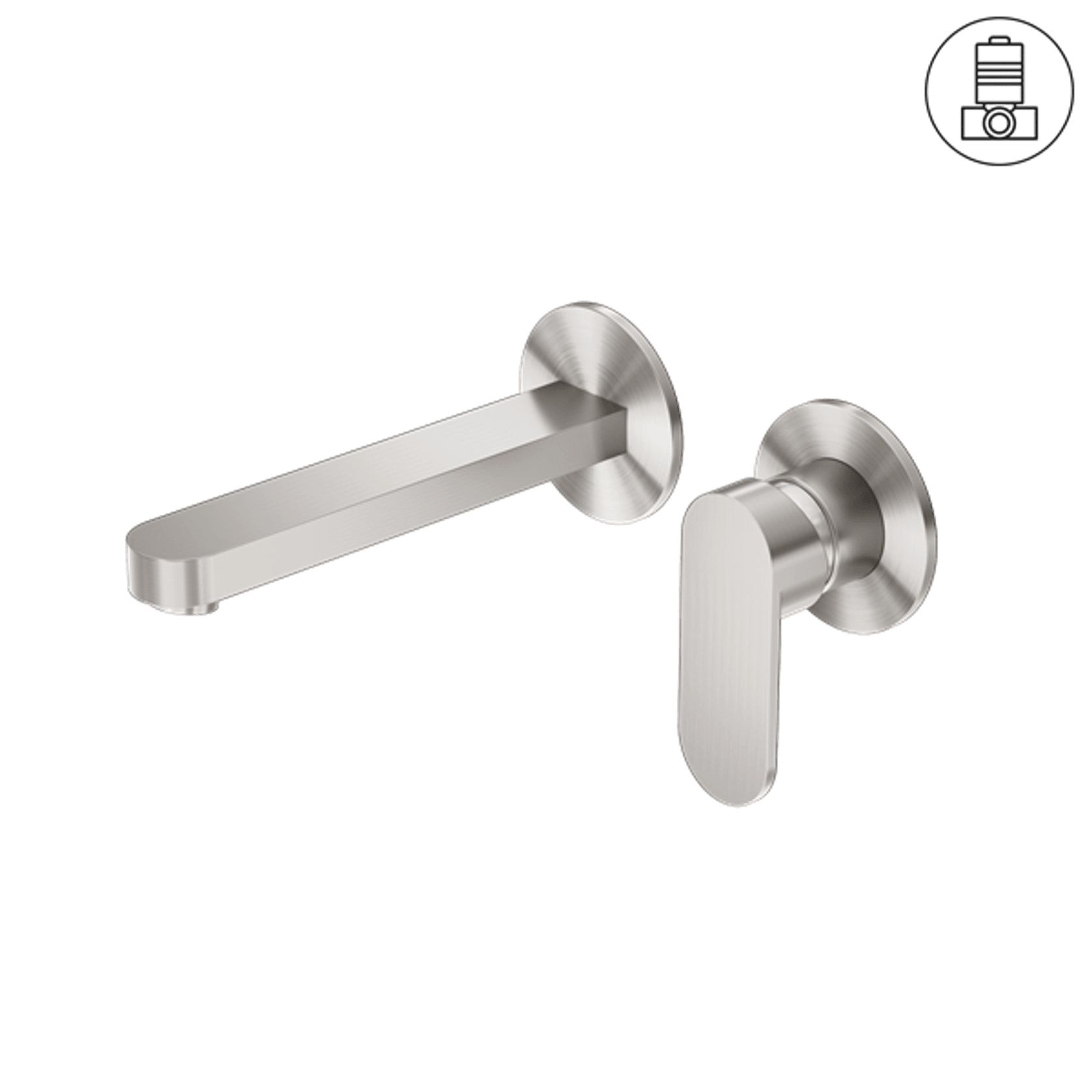 Ecco Wall Basin/Bath Mixer Separate Back Plate Brushed Nickel gallery detail image