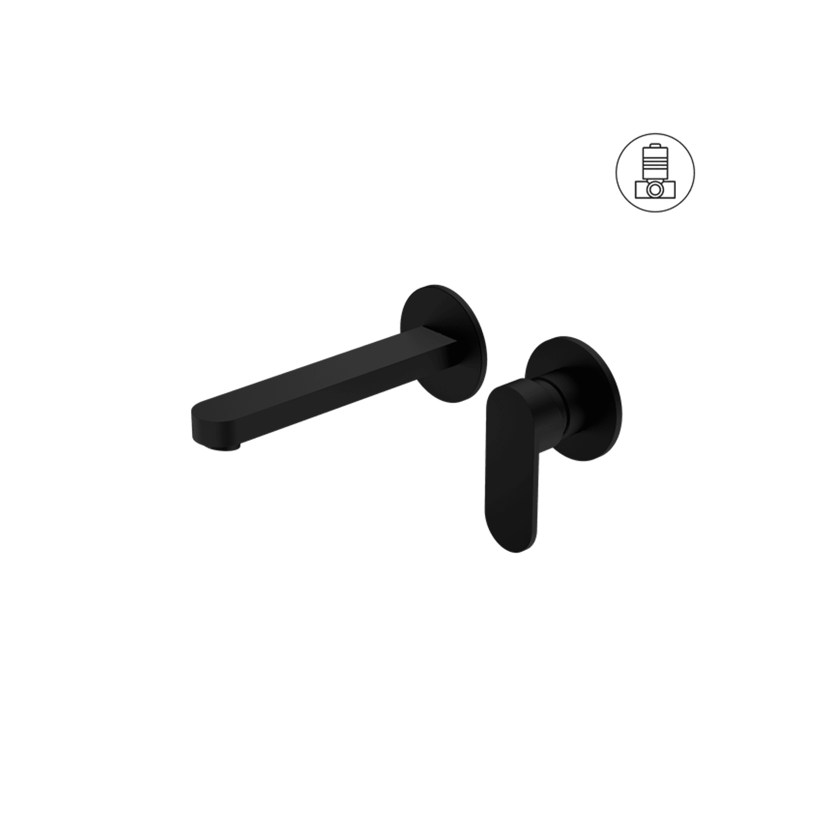 Ecco Wall Basin/Bath Mixer Separate Back Plate Matte Black gallery detail image