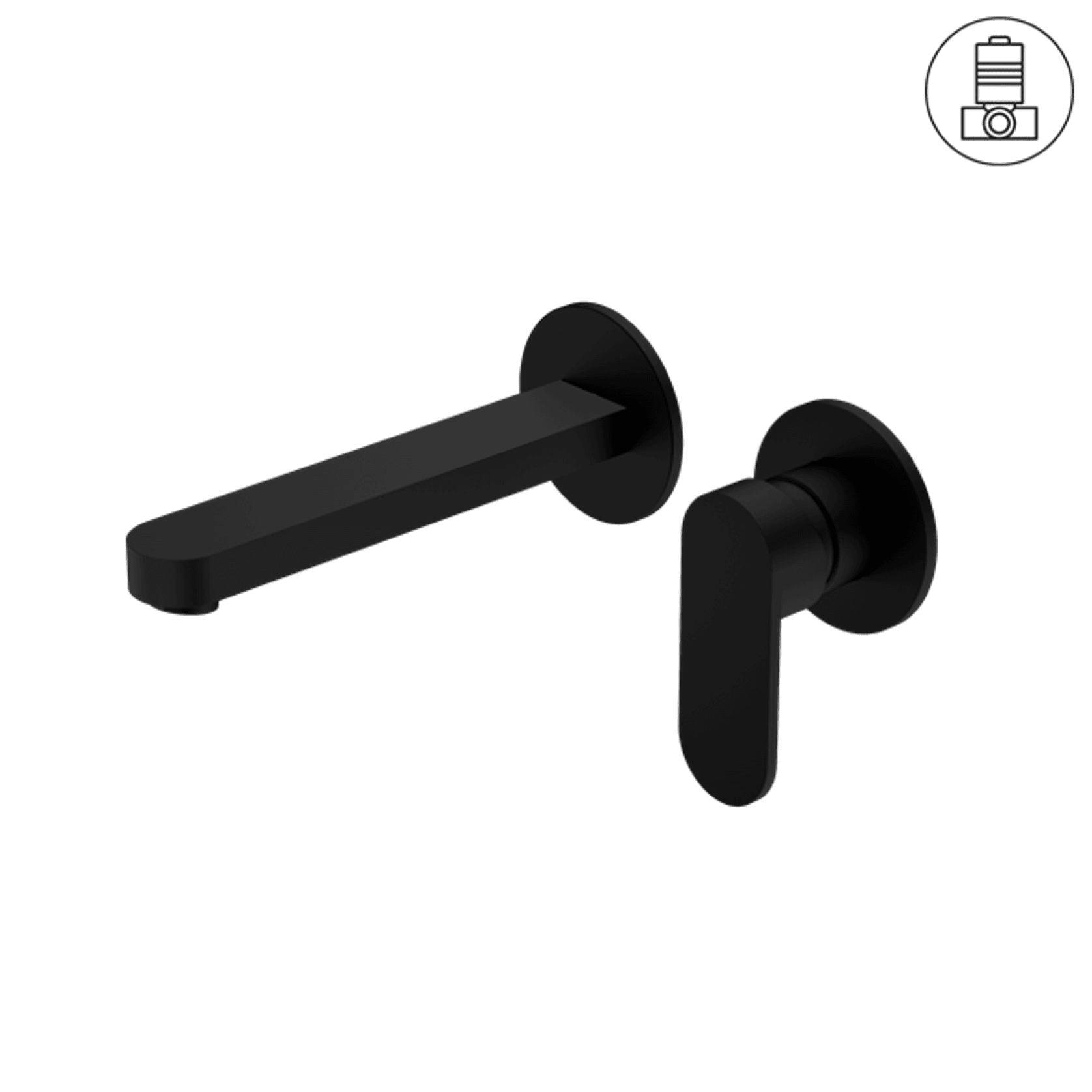Ecco Wall Basin/Bath Mixer Separate Back Plate Matte Black gallery detail image