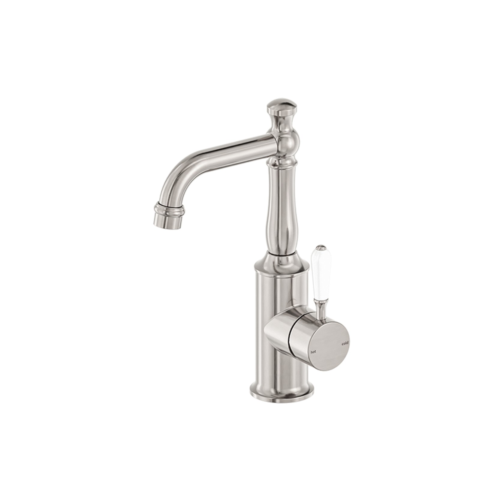 York Basin Mixer With White Porcelain Lever Brushed Nickel gallery detail image