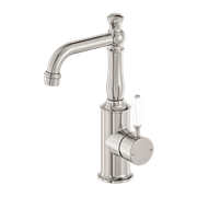 York Basin Mixer With White Porcelain Lever Brushed Nickel gallery detail image