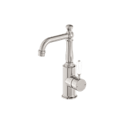 York Basin Mixer With White Porcelain Lever Brushed Nickel gallery detail image
