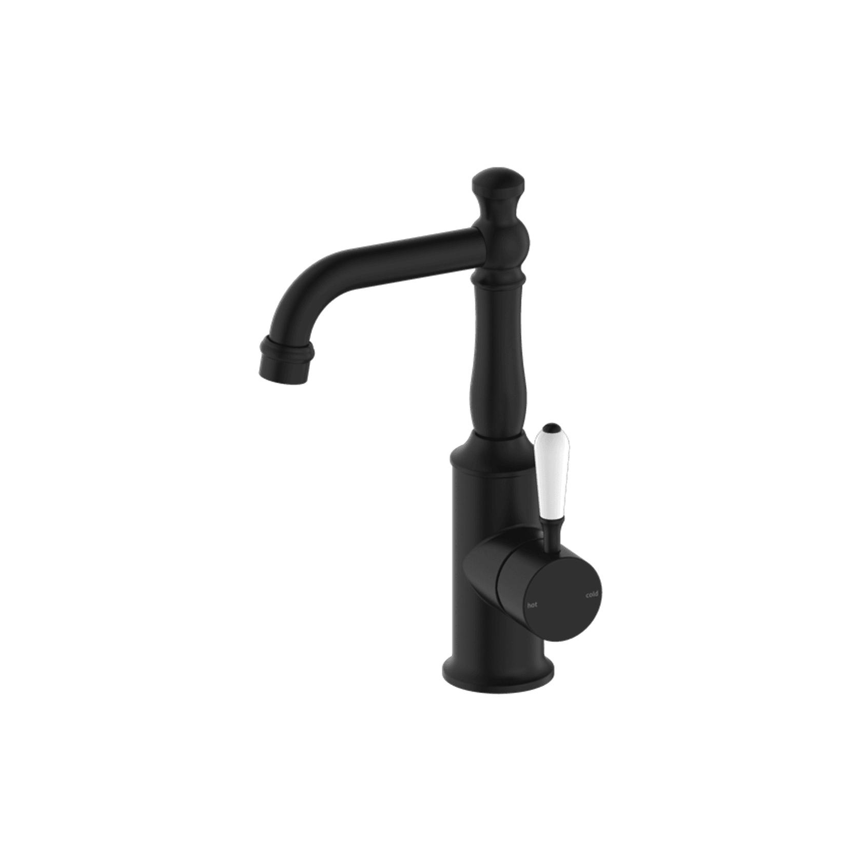 York Basin Mixer With White Porcelain Lever Matte Black gallery detail image
