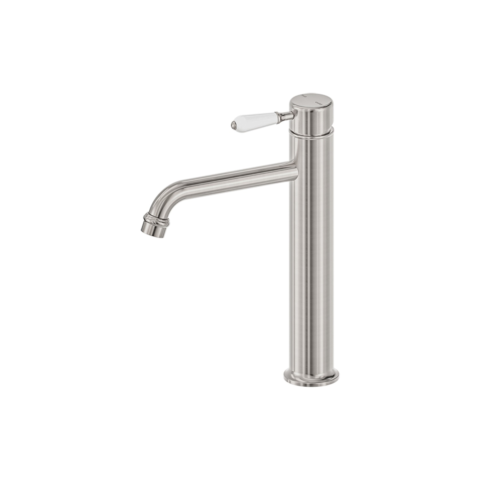 York Straight Tall Basin Mixer With White Porcelain Lever Brushed Nickel gallery detail image