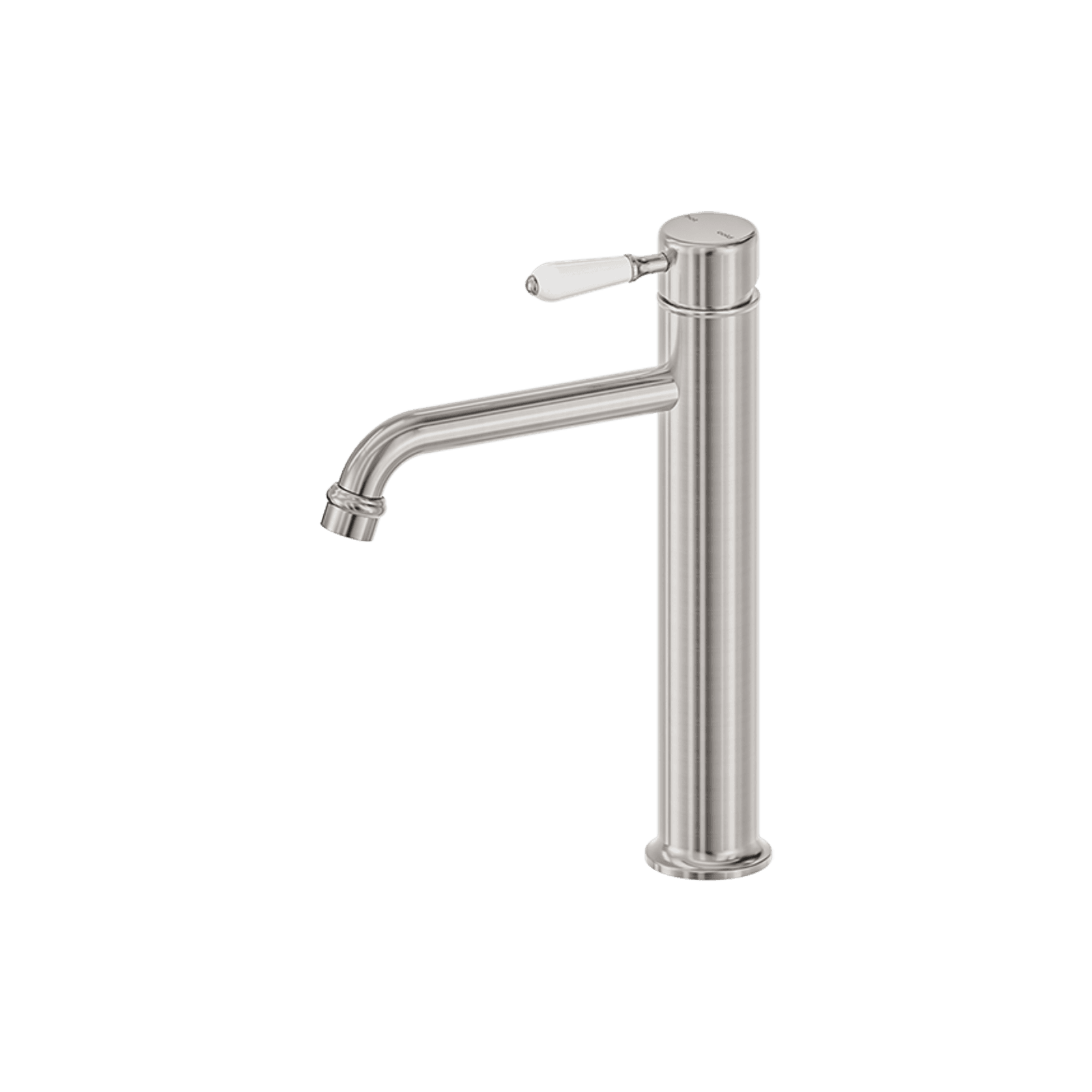 York Straight Tall Basin Mixer With White Porcelain Lever Brushed Nickel gallery detail image