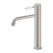 York Straight Tall Basin Mixer With White Porcelain Lever Brushed Nickel gallery detail image
