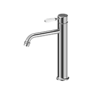 York Straight Tall Basin Mixer With White Porcelain Lever Chrome gallery detail image
