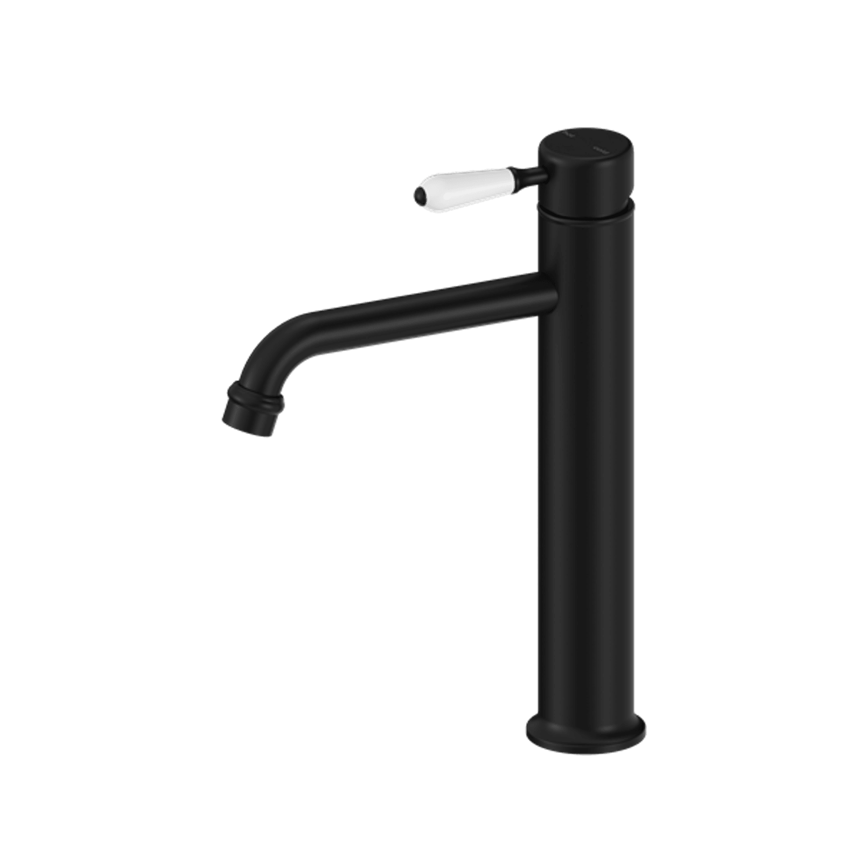 York Straight Tall Basin Mixer With White Porcelain Lever Matte Black gallery detail image