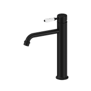 York Straight Tall Basin Mixer With White Porcelain Lever Matte Black gallery detail image