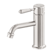 York Straight Basin Mixer With Metal Lever Brushed Nickel gallery detail image