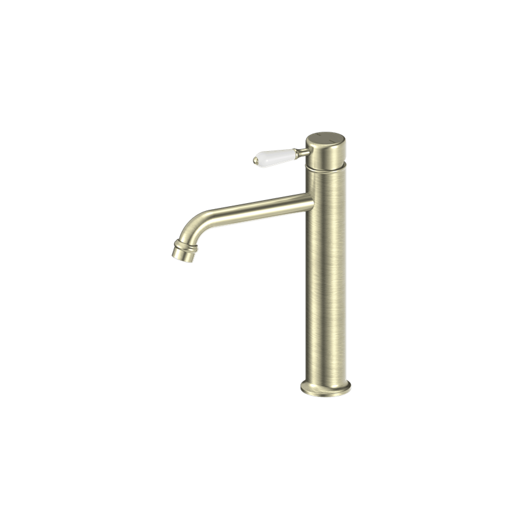 York Straight Tall Basin Mixer With White Porcelain Lever Aged Brass gallery detail image