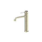 York Straight Tall Basin Mixer With White Porcelain Lever Aged Brass gallery detail image