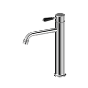 York Straight Tall Basin Mixer With Black Porcelain Lever Chrome gallery detail image
