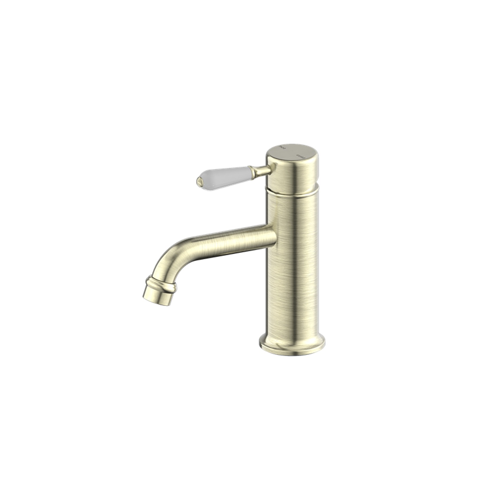 York Straight Basin Mixer With White Porcelain Lever Aged Brass gallery detail image