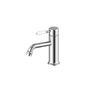 York Straight Basin Mixer With White Porcelain Lever Chrome gallery detail image