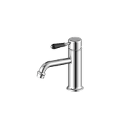 York Straight Basin Mixer With Black Porcelain Lever Chrome gallery detail image