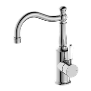 York Basin Mixer Hook Spout With White Porcelain Lever Chrome gallery detail image