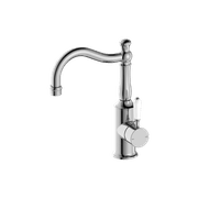 York Basin Mixer Hook Spout With White Porcelain Lever Chrome gallery detail image