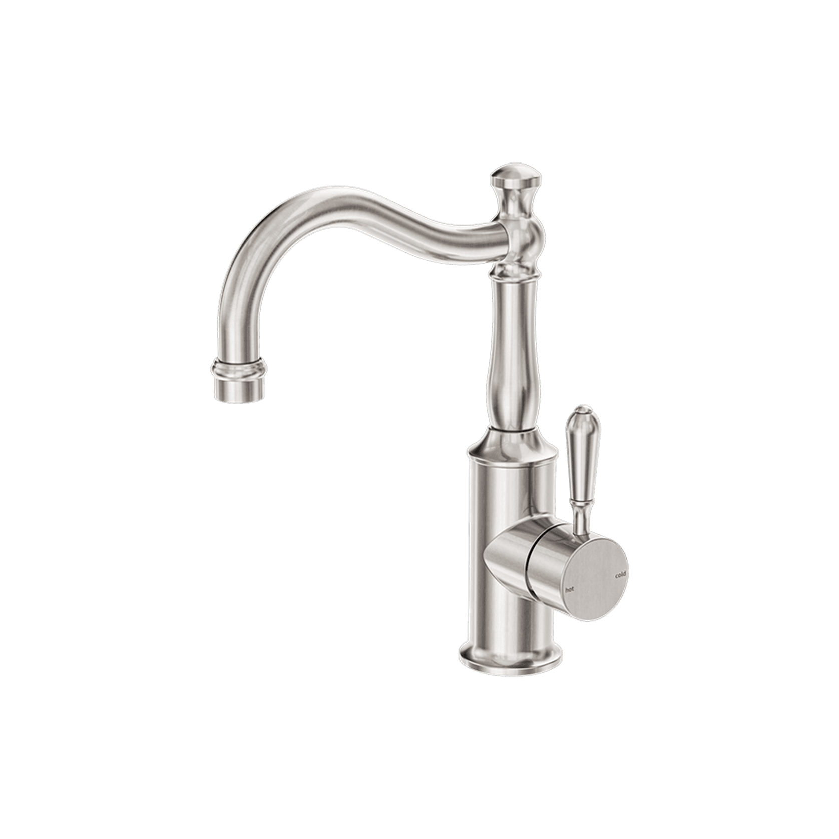 York Basin Mixer Hook Spout With Metal Lever Brushed Nickel gallery detail image