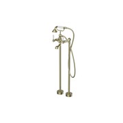 York Freestanding Bath Set With White Porcelain Hand Shower Aged Brass gallery detail image