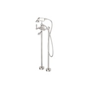 York Freestanding Bath Set With White Porcelain Hand Shower Brushed Nickel gallery detail image