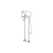 York Freestanding Bath Set With White Porcelain Hand Shower Brushed Nickel gallery detail image