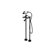 York Freestanding Bath Set With White Porcelain Hand Shower Matte Black gallery detail image