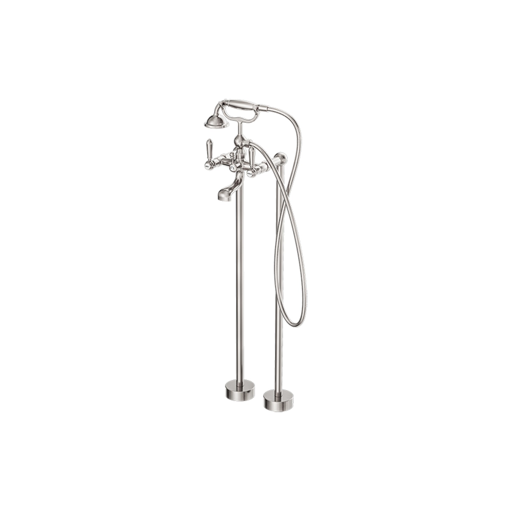 York Freestanding Bath Set With Metal Hand Shower Brushed Nickel gallery detail image