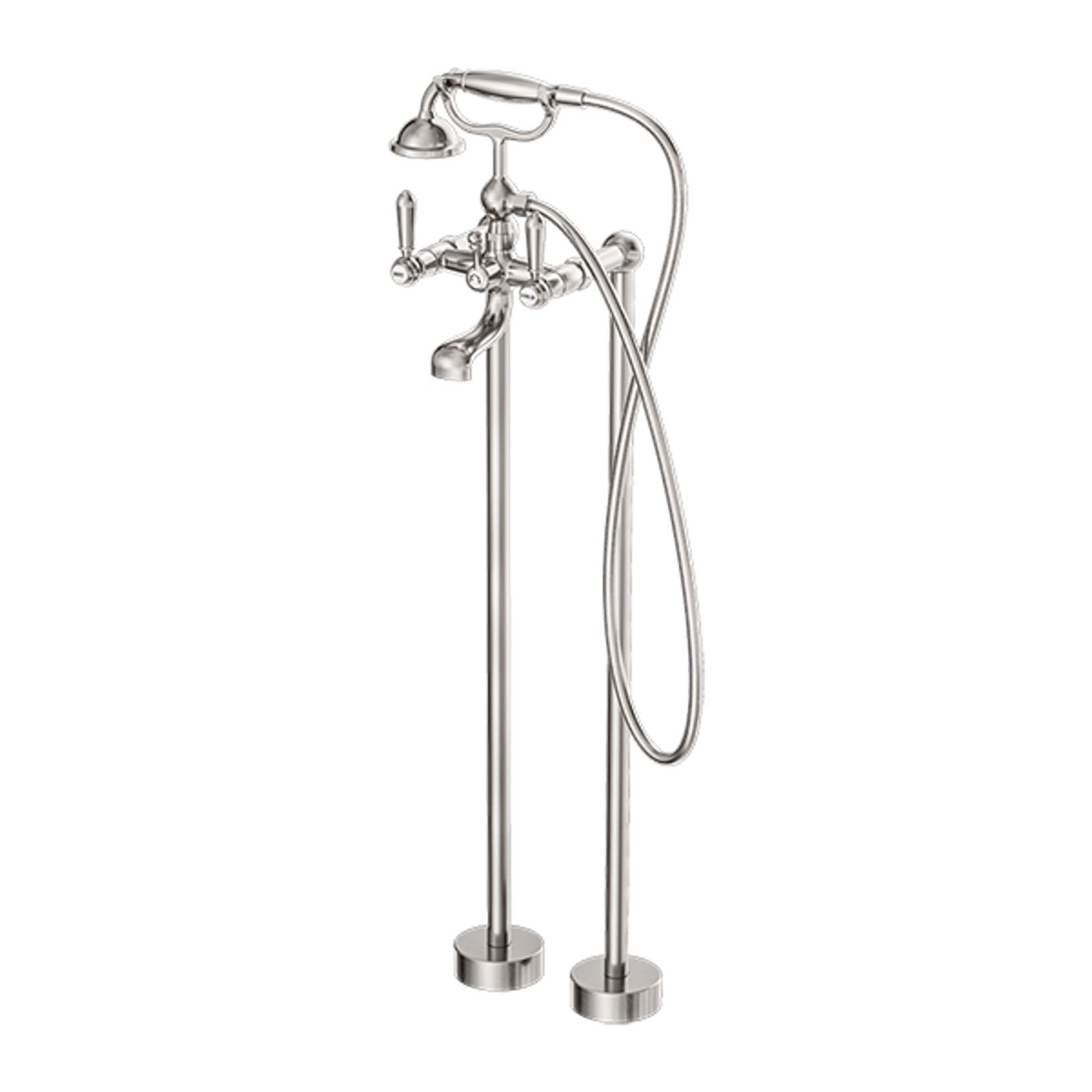 York Freestanding Bath Set With Metal Hand Shower Brushed Nickel gallery detail image