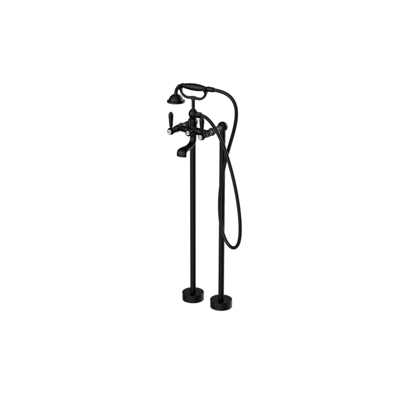 York Freestanding Bath Set With Metal Hand Shower Matte Black gallery detail image