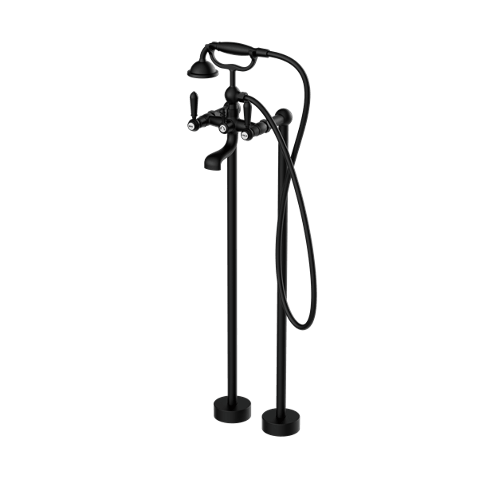 York Freestanding Bath Set With Metal Hand Shower Matte Black gallery detail image