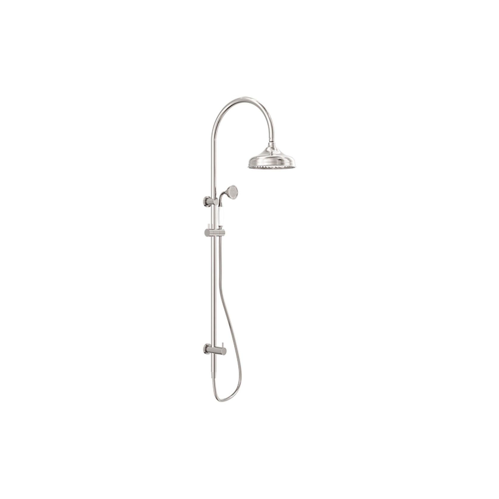 York Twin Shower With White Porcelain Hand Shower Brushed Nickel gallery detail image