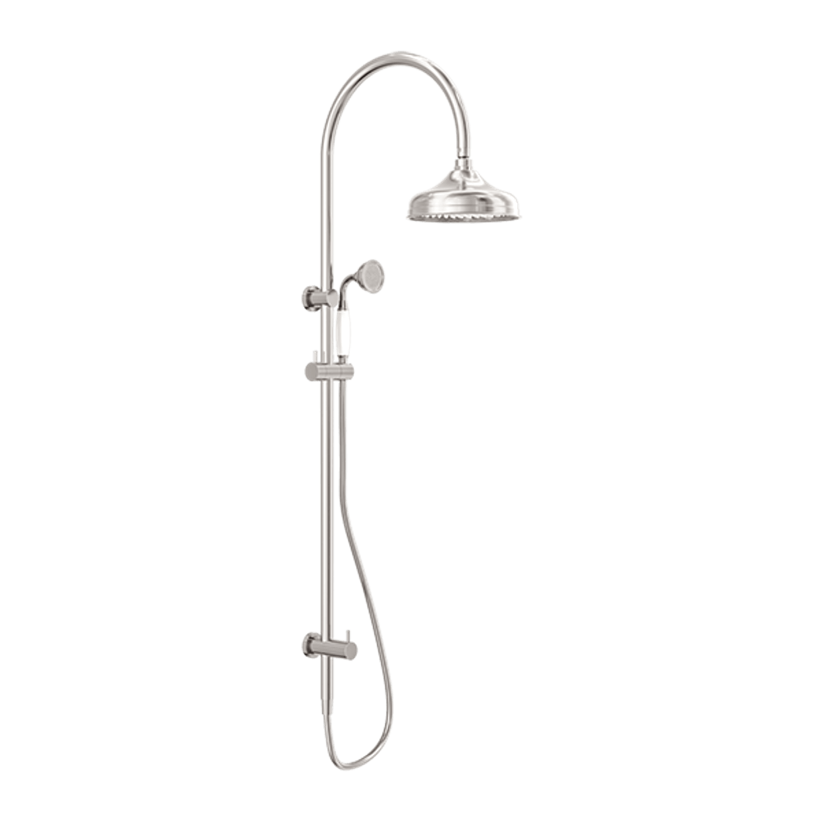 York Twin Shower With White Porcelain Hand Shower Brushed Nickel gallery detail image
