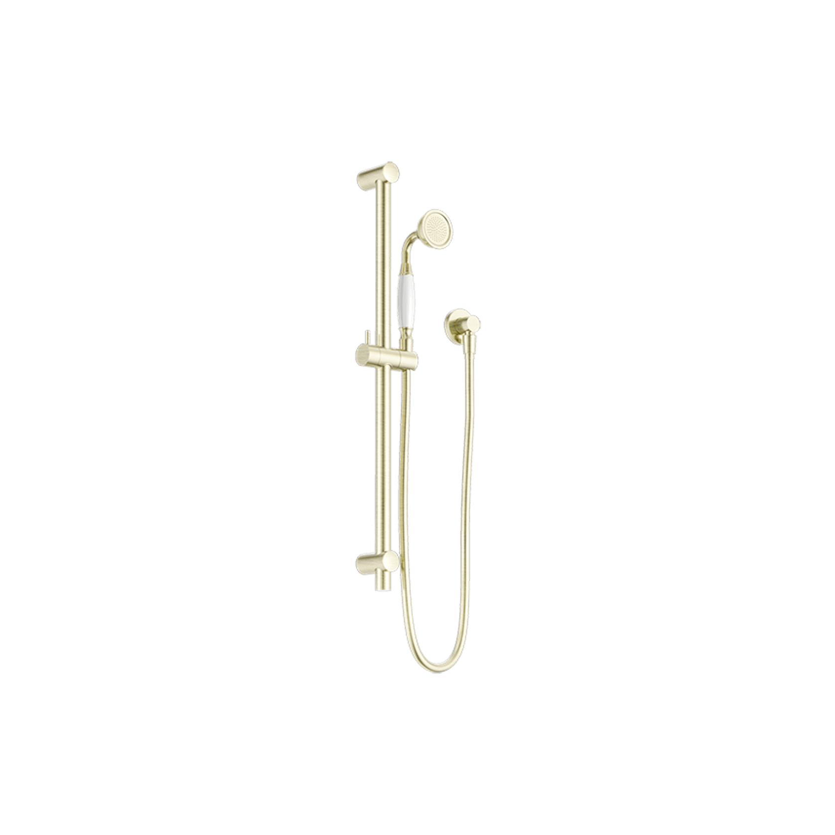 York Shower Rail With White Porcelain Hand Shower Aged Brass gallery detail image