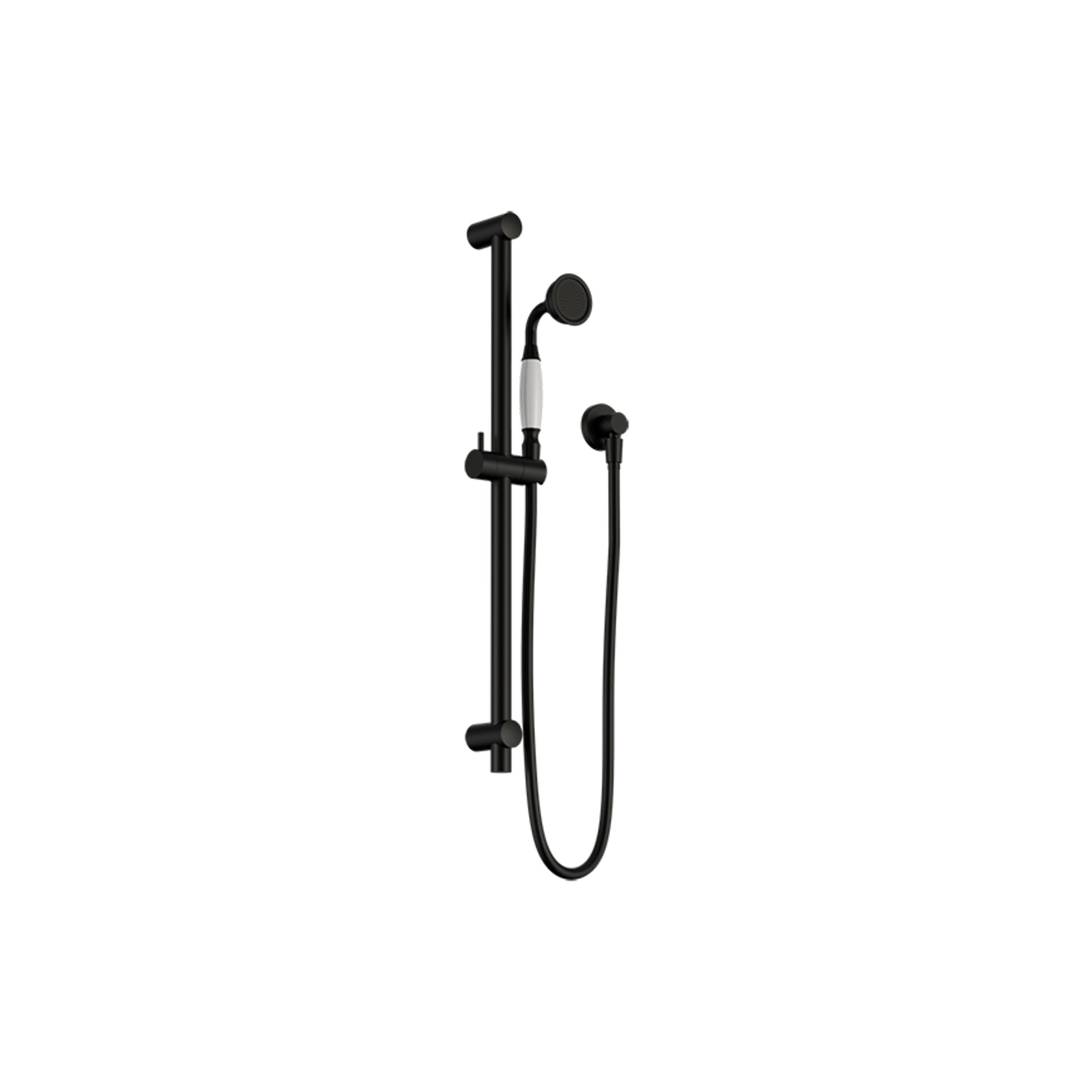York Shower Rail With White Porcelain Hand Shower Matte Black gallery detail image
