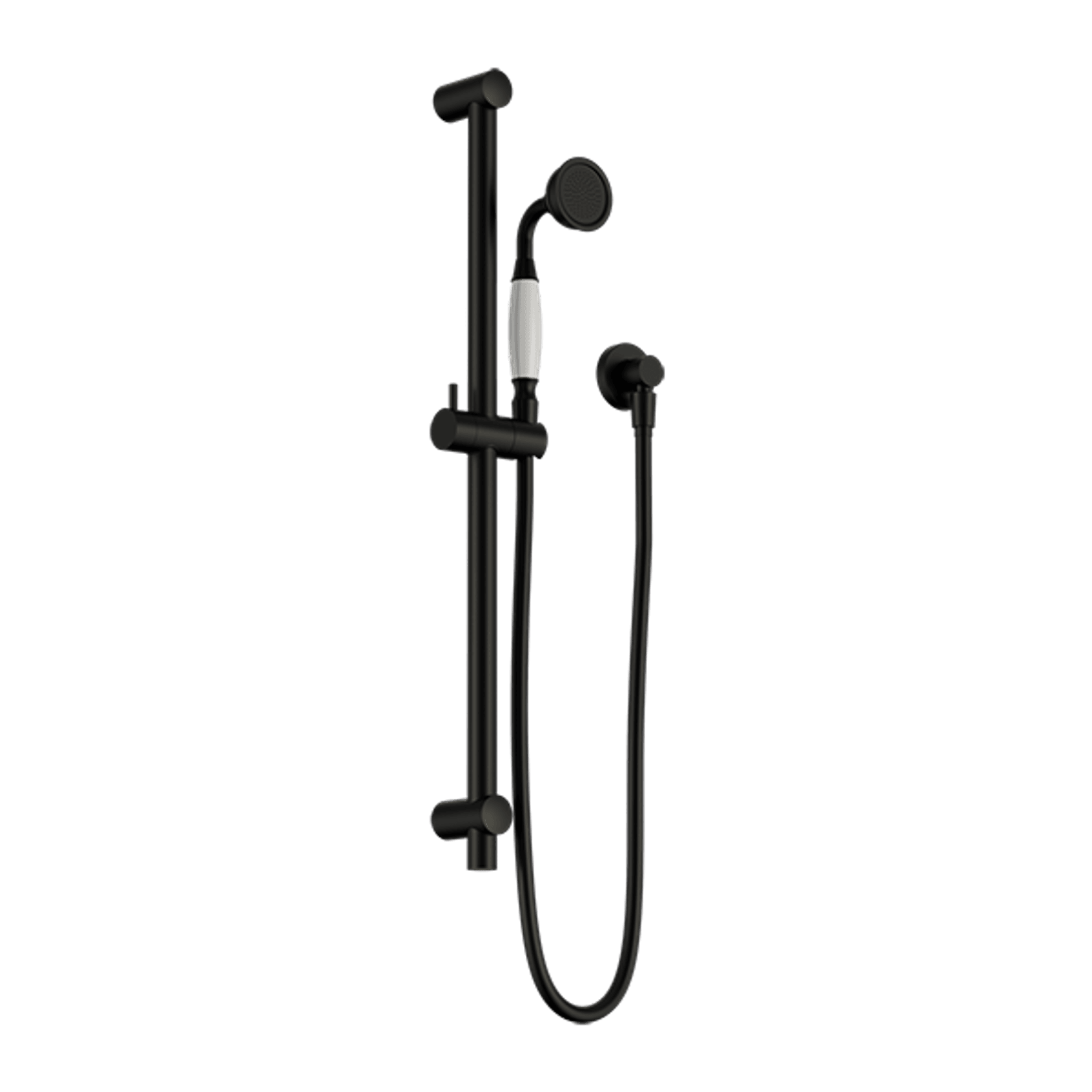 York Shower Rail With White Porcelain Hand Shower Matte Black gallery detail image