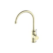 York Kitchen Mixer Gooseneck Spout With White Porcelain Lever Aged Brass gallery detail image