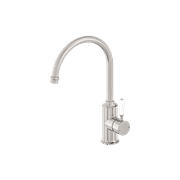 York Kitchen Mixer Gooseneck Spout With White Porcelain Lever Brushed Nickel gallery detail image
