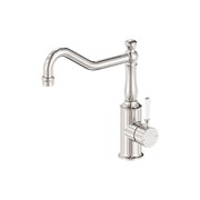 York Kitchen Mixer Hook Spout With White Porcelain Lever Brushed Nickel gallery detail image