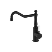 York Kitchen Mixer Hook Spout With White Porcelain Lever Matte Black gallery detail image