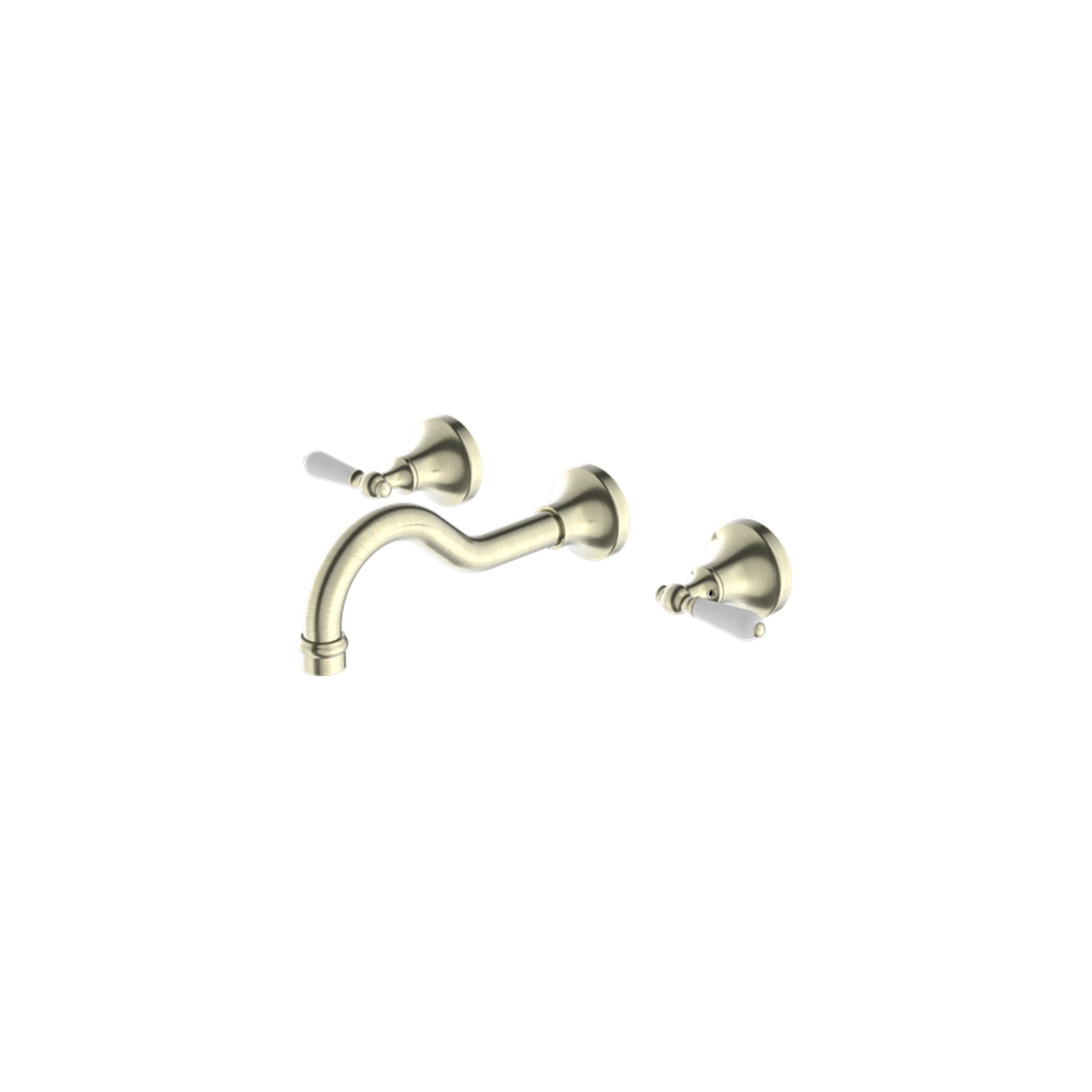 York Wall Basin Set With White Porcelain Lever Aged Brass gallery detail image