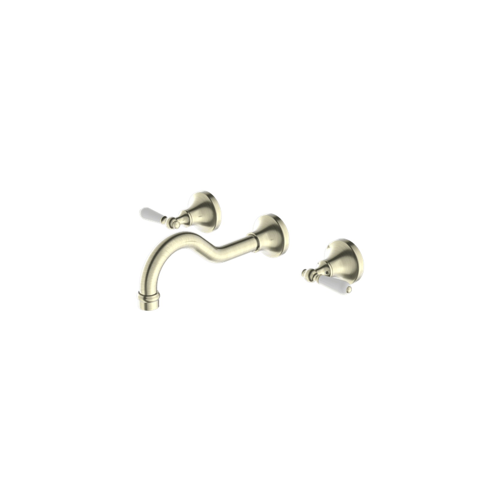 York Wall Basin Set With White Porcelain Lever Aged Brass gallery detail image