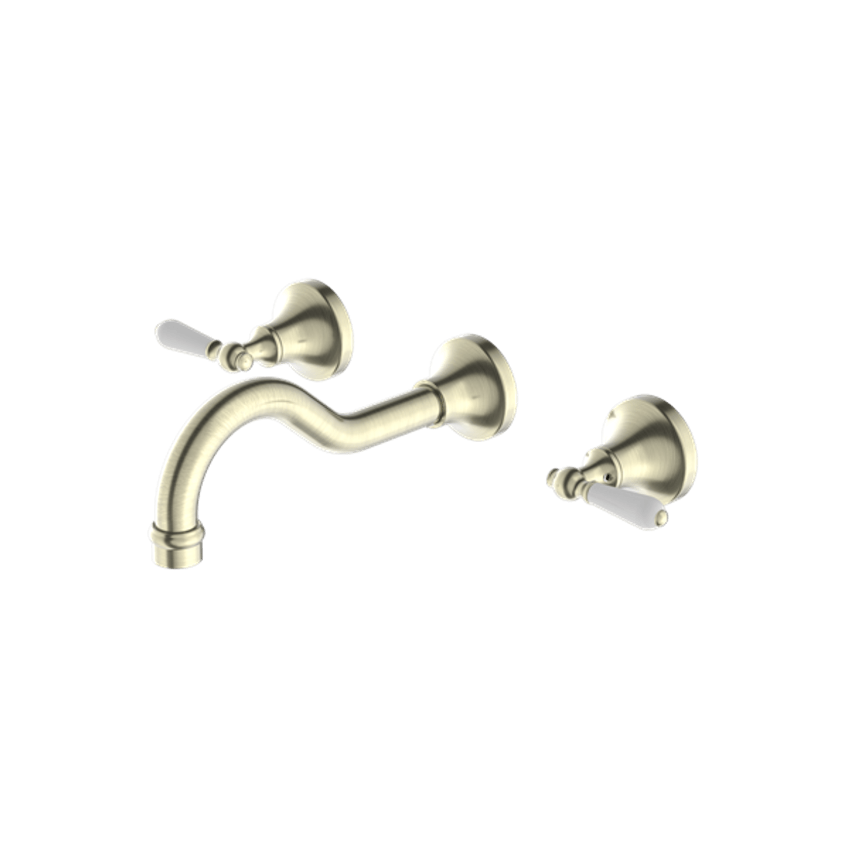 York Wall Basin Set With White Porcelain Lever Aged Brass gallery detail image