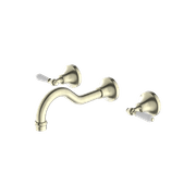 York Wall Basin Set With White Porcelain Lever Aged Brass gallery detail image