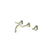 York Wall Basin Set With White Porcelain Lever Aged Brass gallery detail image