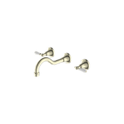 York Wall Basin Set With White Porcelain Lever Aged Brass gallery detail image