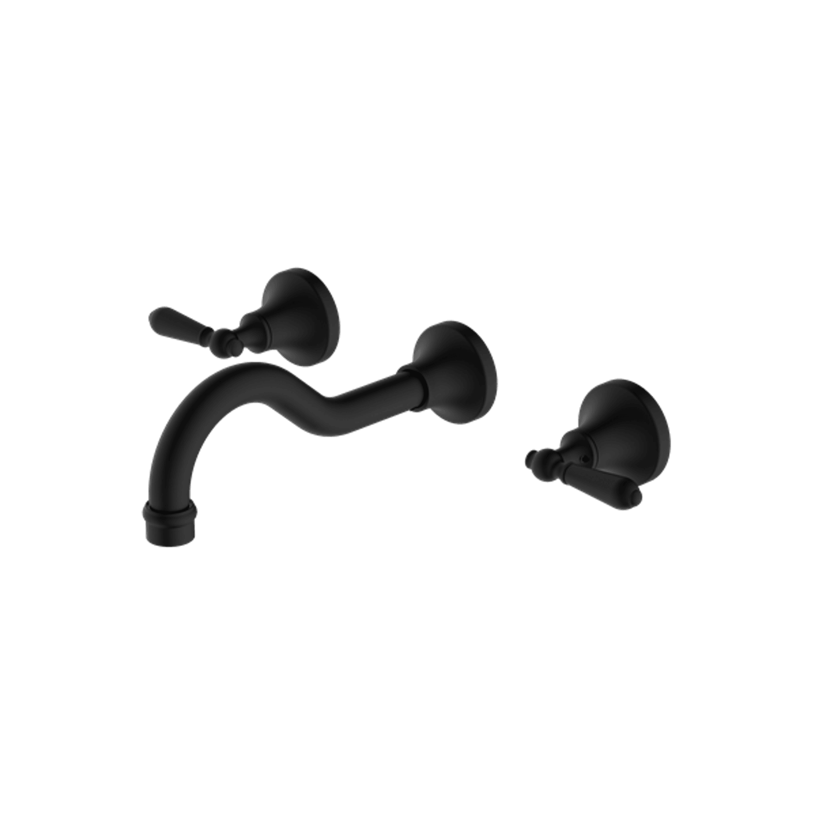 York Wall Basin Set With Metal Lever Matte Black gallery detail image